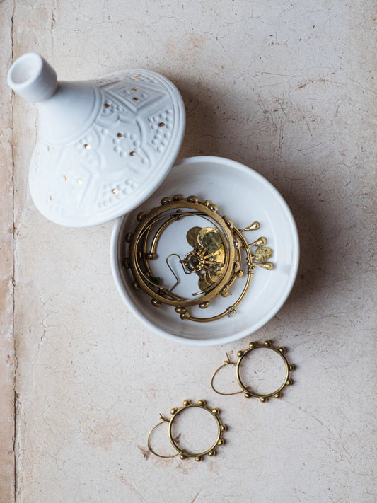 Boîte tajine Empreinte blanc gold