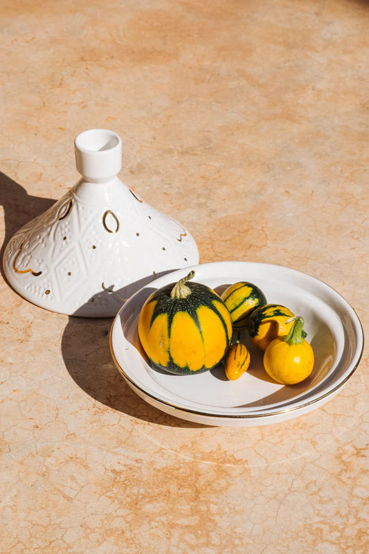 Tajine Empreinte blanc gold