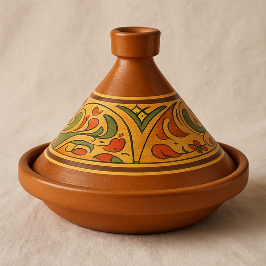 Tajine en terre cuite vernissée – Motif berbère