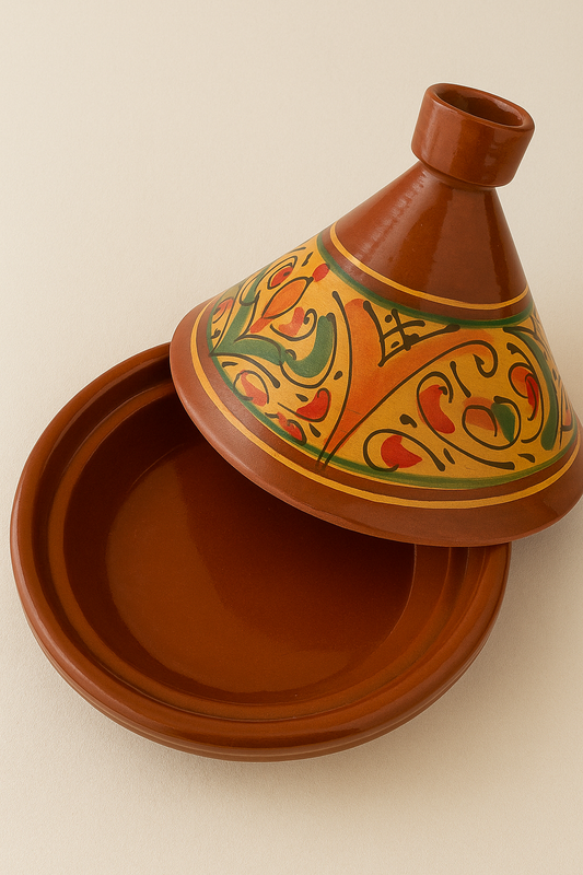 Tajine en terre cuite vernissée – Motif berbère