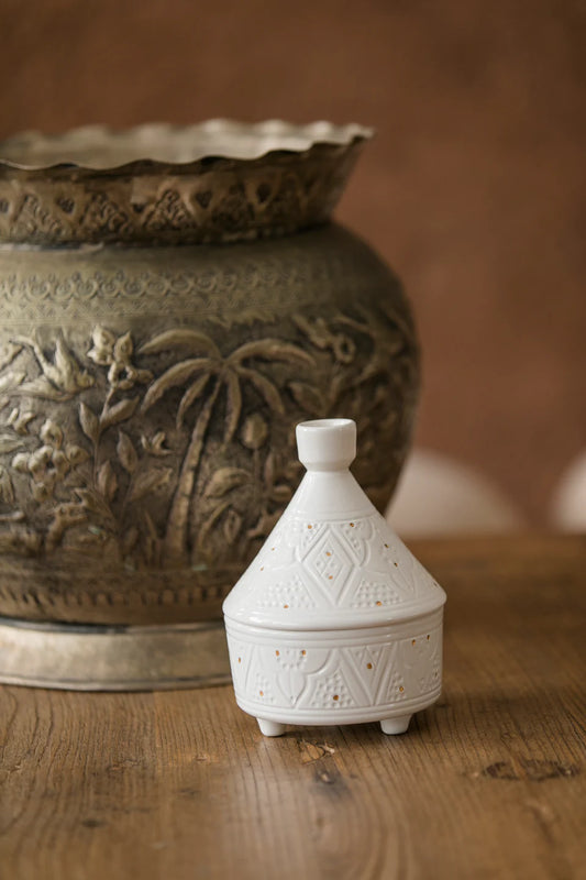 Boîte tajine Empreinte blanc gold